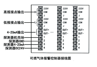 可燃气体报警器控制器接线图